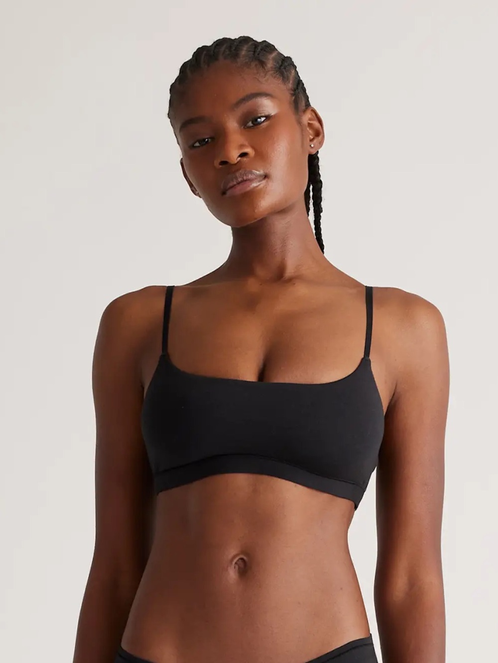 NWOT QUINCE 2 Pack Organic Cotton Scoop Bralettes XL Black 0996